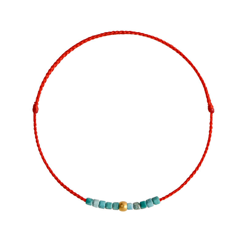 Pulsera trenzada con protección turquesa y cuentas de oro 999 de Buddha Stones - image 9