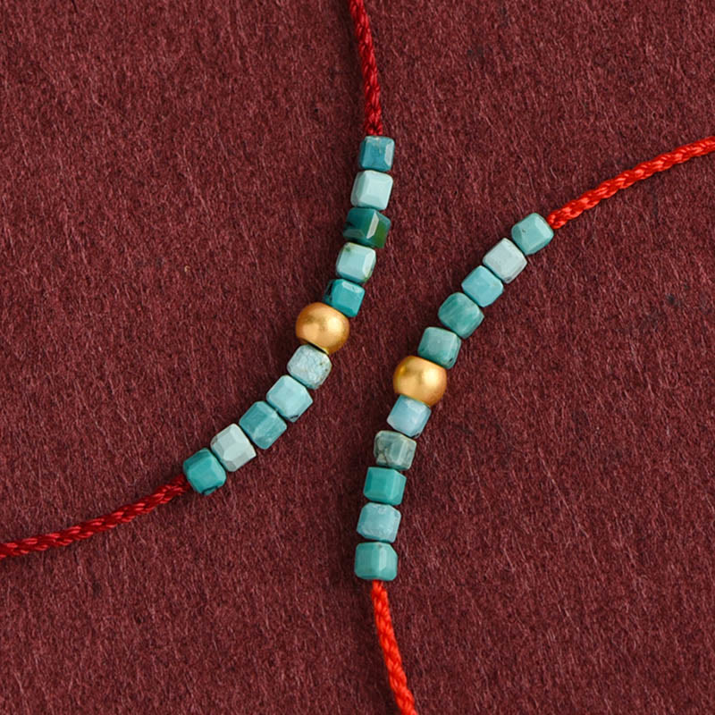 Pulsera trenzada con protección turquesa y cuentas de oro 999 de Buddha Stones - image 1