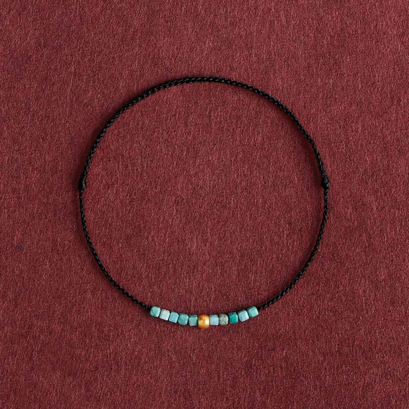 Pulsera trenzada con protección turquesa y cuentas de oro 999 de Buddha Stones - Cuerda negra - Tobillera (Circunferencia 18-30 cm) - image 11