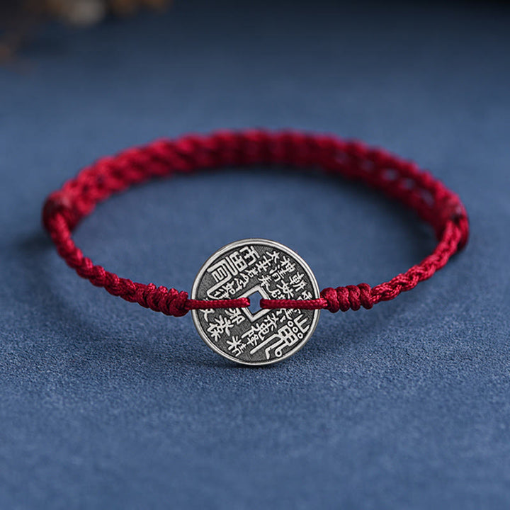 Pulsera trenzada con protección de monedas de plata de ley 925 con Buddha Stones - image 0