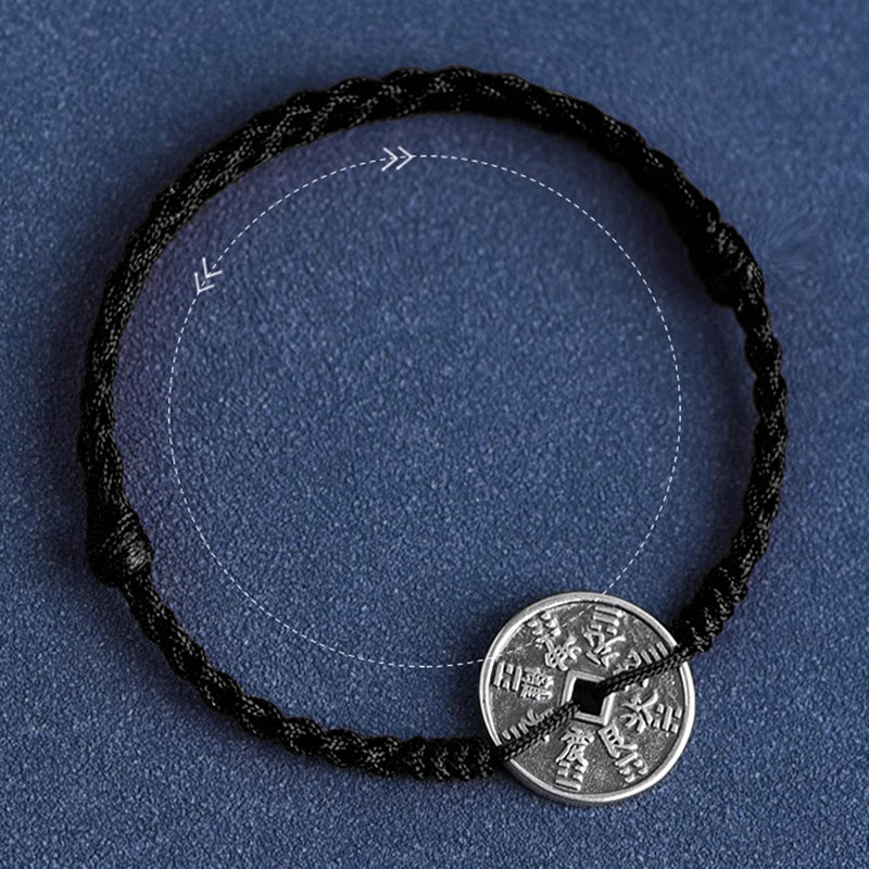 Pulsera trenzada con protección de monedas de plata de ley 925 con Buddha Stones - image 17