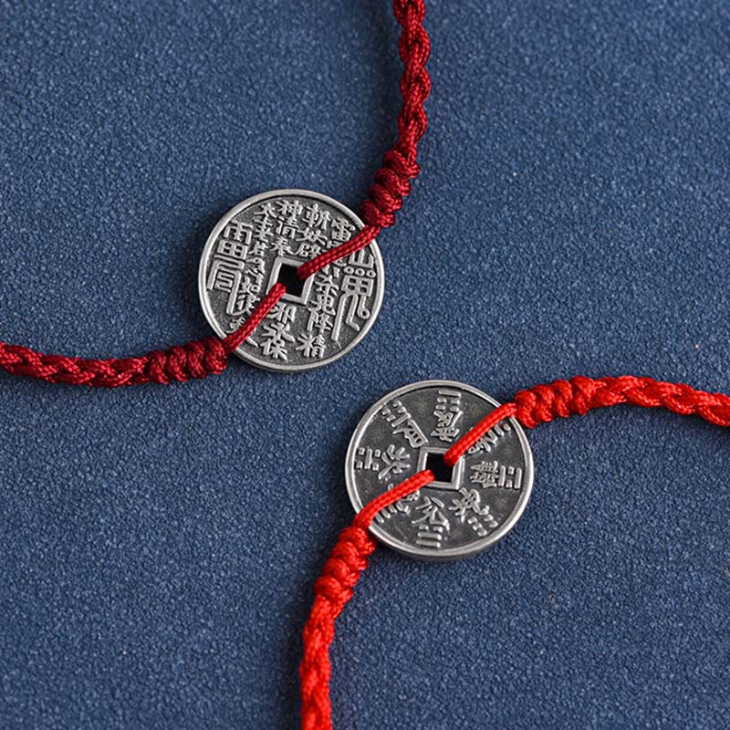 Pulsera trenzada con protección de monedas de plata de ley 925 con Buddha Stones - image 3