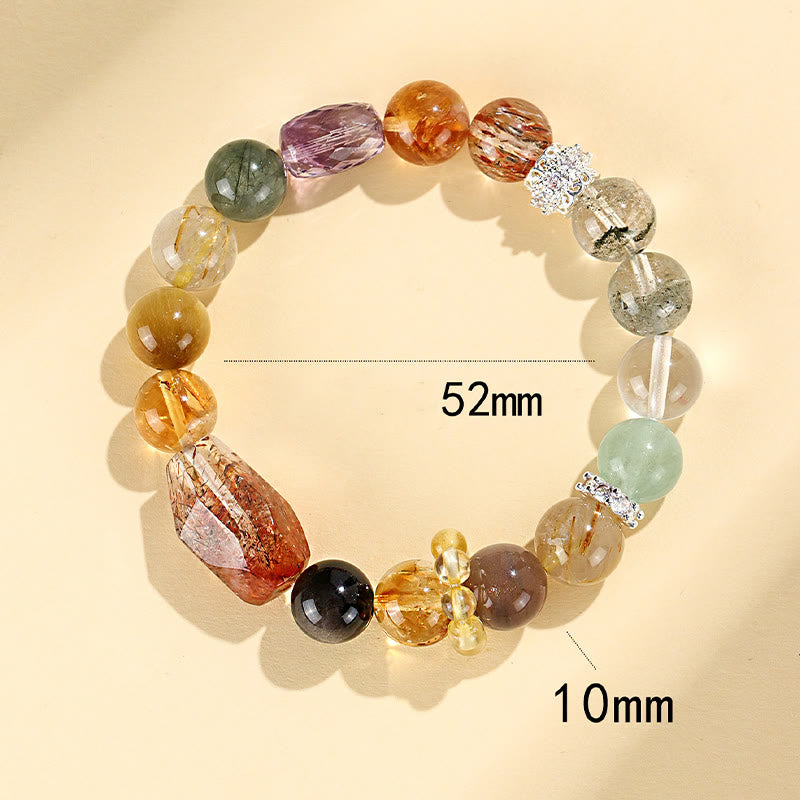 Pulsera de positividad con topacio de cristal, obsidiana, ojo de tigre y Buddha Stones Super Seven