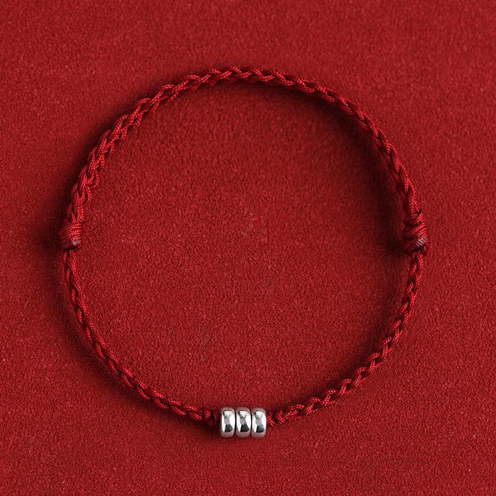 Pulsera trenzada para tobillo con cuentas de plata de ley 925 y Buddha Stones que protegen la suerte - image 0
