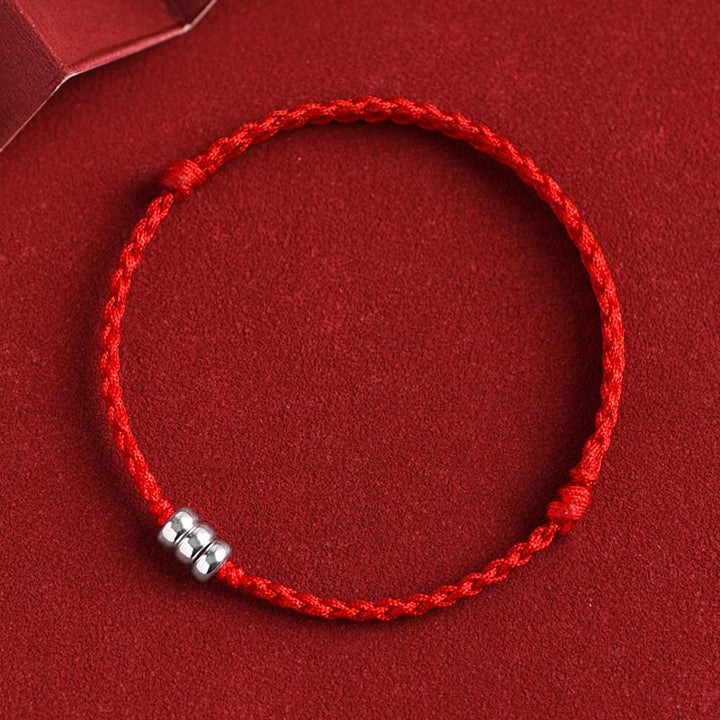 Pulsera trenzada para tobillo con cuentas de plata de ley 925 y Buddha Stones que protegen la suerte - Cuerda roja - Pulsera (circunferencia de la muñeca: 15-20 cm) - image 8