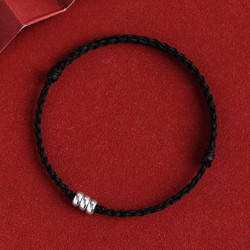 Pulsera trenzada para tobillo con cuentas de plata de ley 925 y Buddha Stones que protegen la suerte - Cuerda negra - Pulsera (circunferencia de muñeca 15-20 cm) - image 15