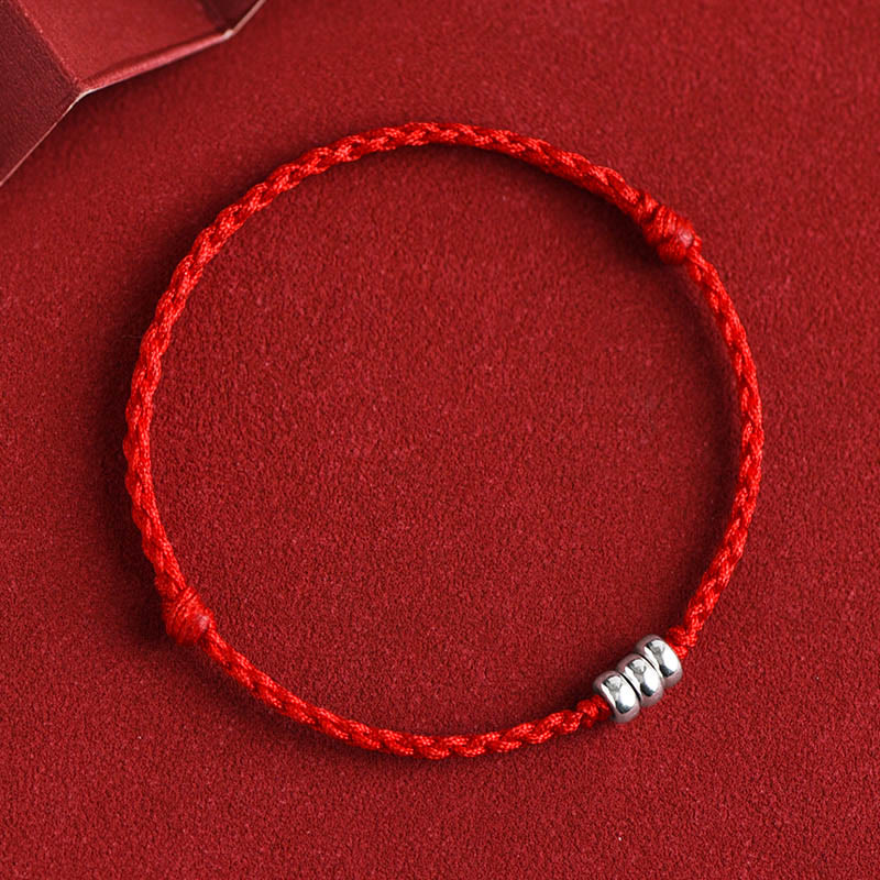 Pulsera trenzada para tobillo con cuentas de plata de ley 925 y Buddha Stones que protegen la suerte - Cuerda roja - Tobillera (Circunferencia 18-30 cm) - image 10
