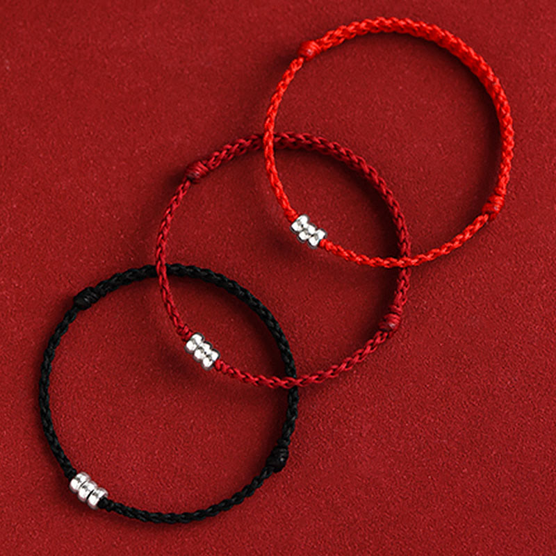 Pulsera trenzada para tobillo con cuentas de plata de ley 925 y Buddha Stones que protegen la suerte - image 4
