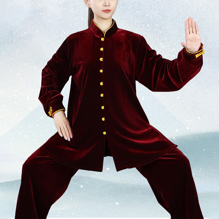 Conjunto de ropa unisex de terciopelo de felpa con Buddha Stones, 2 piezas, otoño e invierno, para meditación, tai chi, qigong y práctica zen - image 11