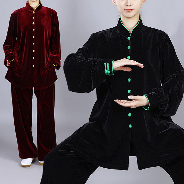 Conjunto de ropa unisex de terciopelo de felpa con Buddha Stones, 2 piezas, otoño e invierno, para meditación, tai chi, qigong y práctica zen - image 19