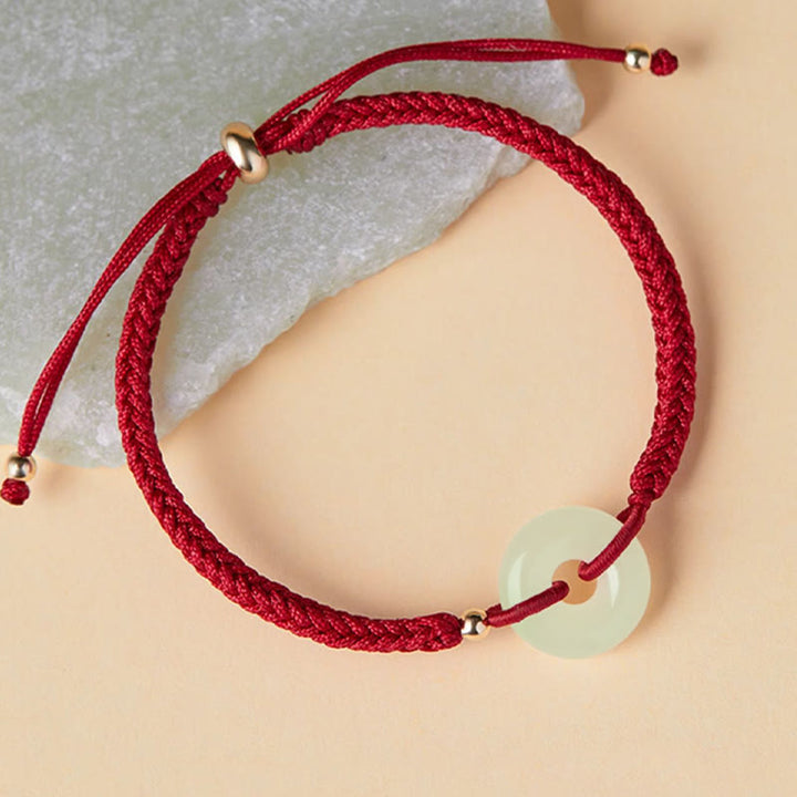 Pulsera trenzada con hebilla de paz y jade hetiano natural con Buddha Stones y protección del carácter Fu