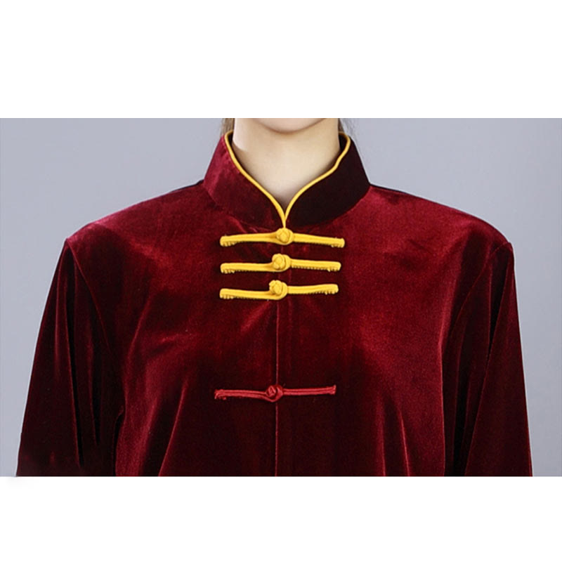 Conjunto de 2 piezas de ropa de terciopelo unisex con botones de rana para meditación y práctica de tai chi y qigong de Buddha Stones para otoño e invierno - image 8