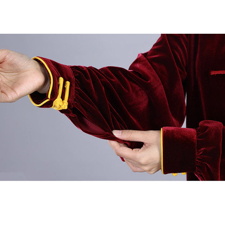 Conjunto de 2 piezas de ropa de terciopelo unisex con botones de rana para meditación y práctica de tai chi y qigong de Buddha Stones para otoño e invierno - image 10