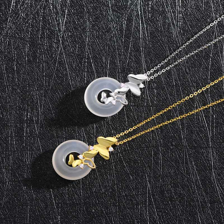 Colgante de plata de Buddha Stones 925 con forma de mariposa y calcedonia, con hebilla de paz y bendición de la suerte - image 9