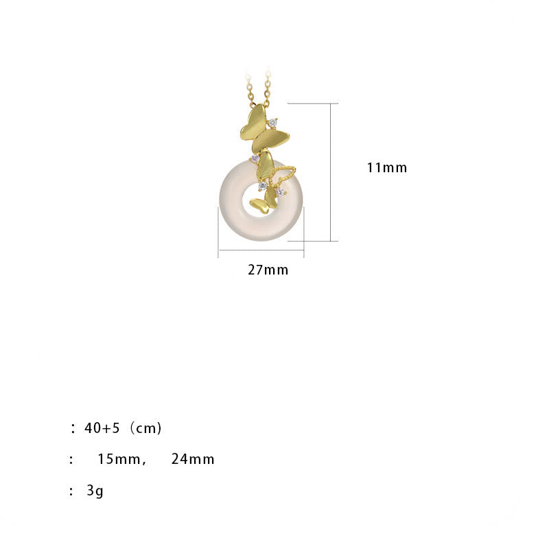 Colgante de plata de Buddha Stones 925 con forma de mariposa y calcedonia, con hebilla de paz y bendición de la suerte - image 2