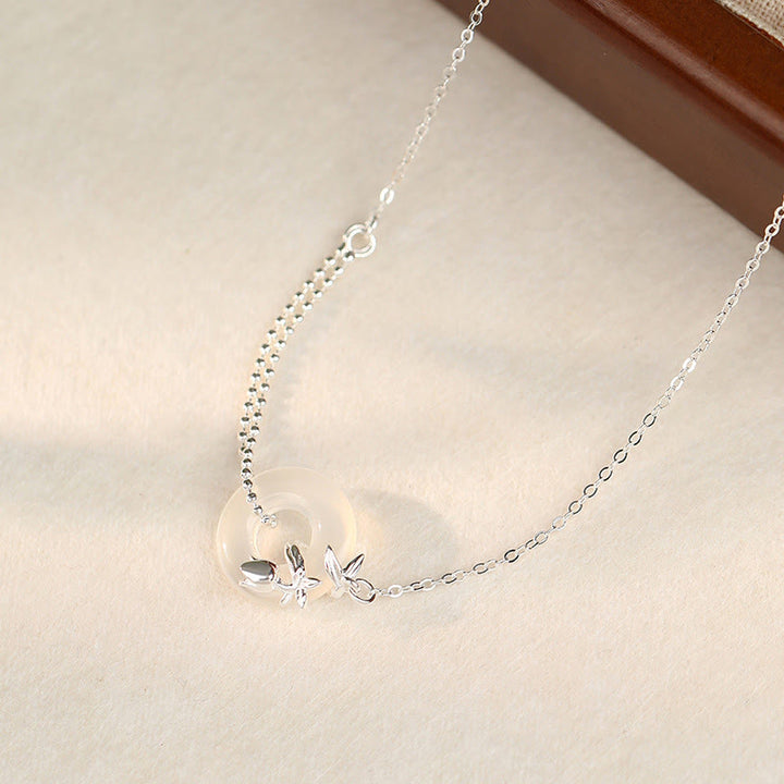 Colgante de plata de ley 925 con forma de tulipán y calcedonia y hebilla de la suerte con Buddha Stones - image 2