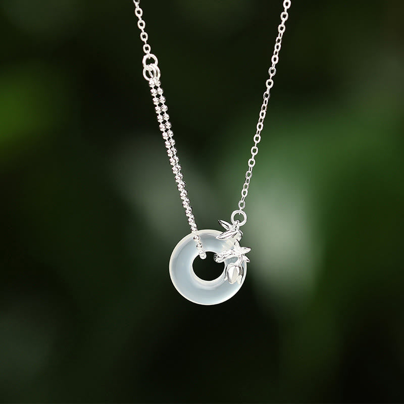 Colgante de plata de ley 925 con forma de tulipán y calcedonia y hebilla de la suerte con Buddha Stones - Hebilla de la paz del tulipán - image 0