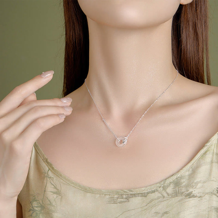 Colgante de plata de ley 925 con forma de tulipán y calcedonia y hebilla de la suerte con Buddha Stones - image 3