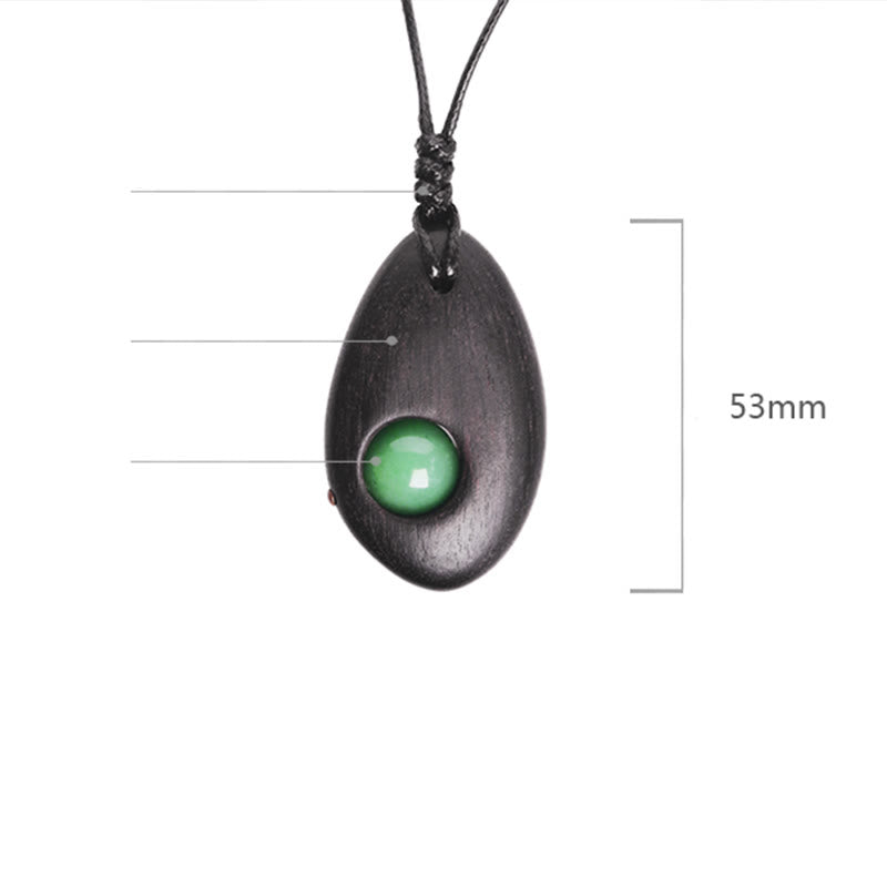 Buddha Stones Collar con colgante de paz y calma con aventurina verde y madera de ébano