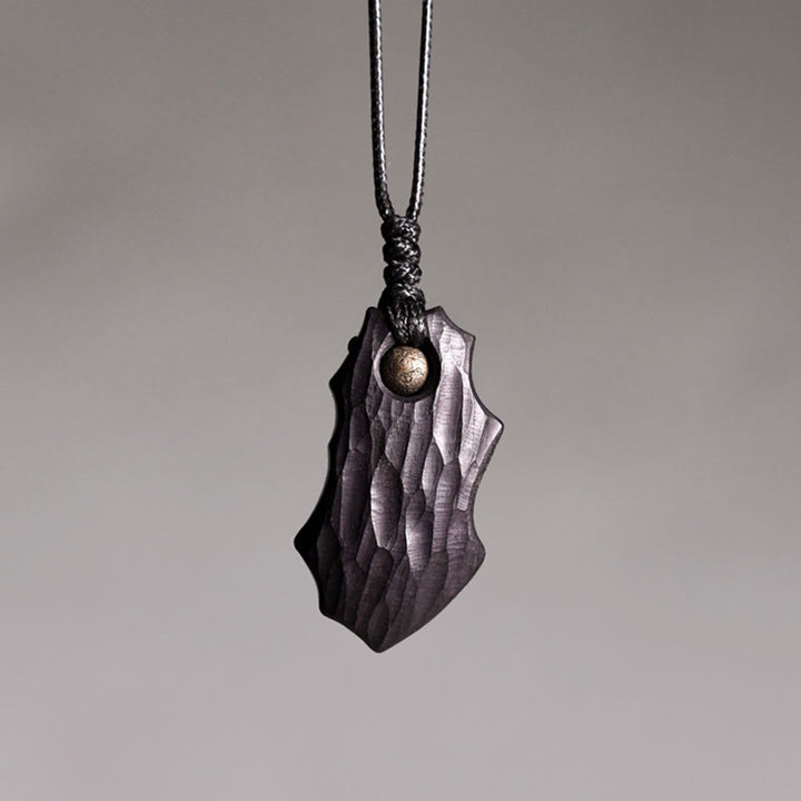 Collar con colgante de paz y calma con cuentas de cobre de forma irregular de madera de ébano y Buddha Stones