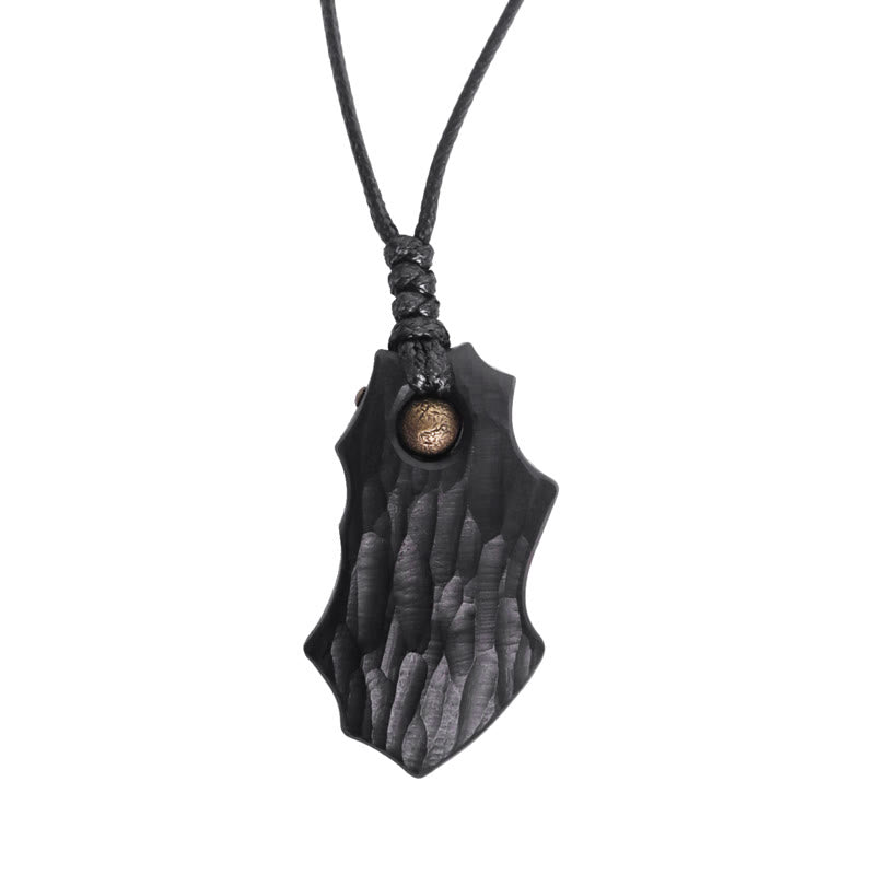 Collar con colgante de paz y calma con cuentas de cobre de forma irregular de madera de ébano y Buddha Stones