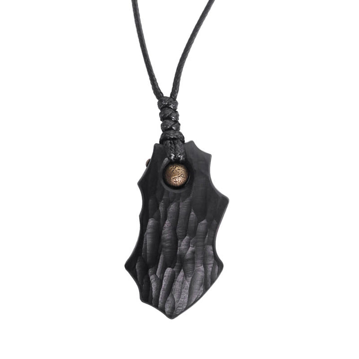 Collar con colgante de paz y calma con cuentas de cobre de forma irregular de madera de ébano y Buddha Stones