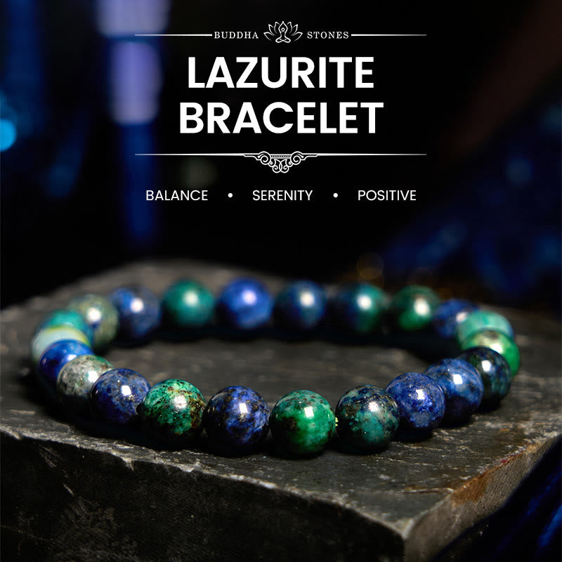 Pulsera Serenity de lapislázuli y lazurita con Buddha Stones - Lazurita (circunferencia de la muñeca: 14-15 cm) - image 0