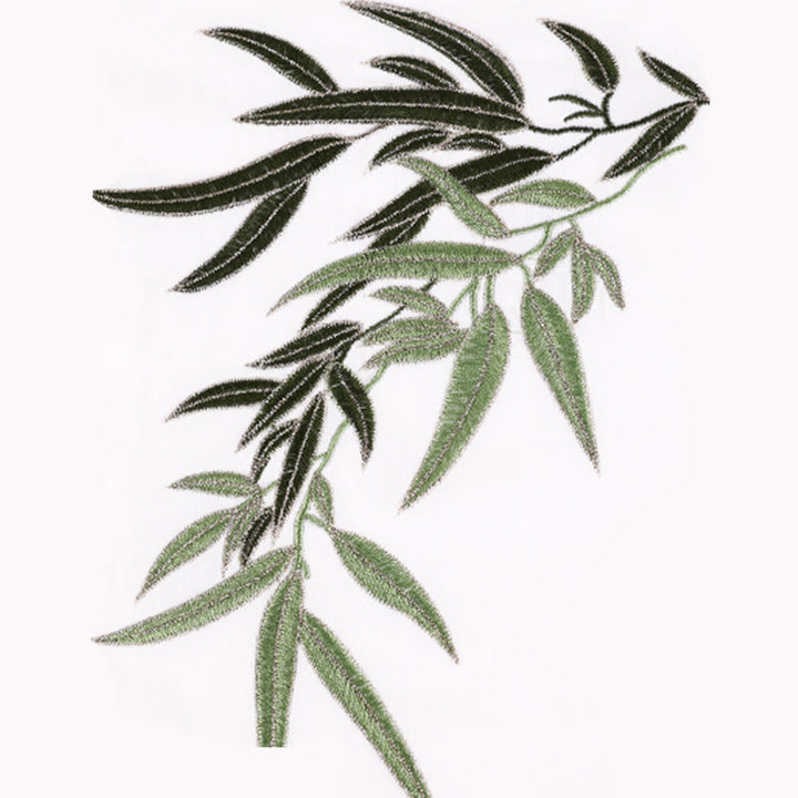 Conjunto de 2 piezas de ropa unisex de algodón con diseño de Buddha Stones bordada con hojas de bambú verde otoñal y botón de rana para meditación de tai chi, qigong y práctica zen - image 5