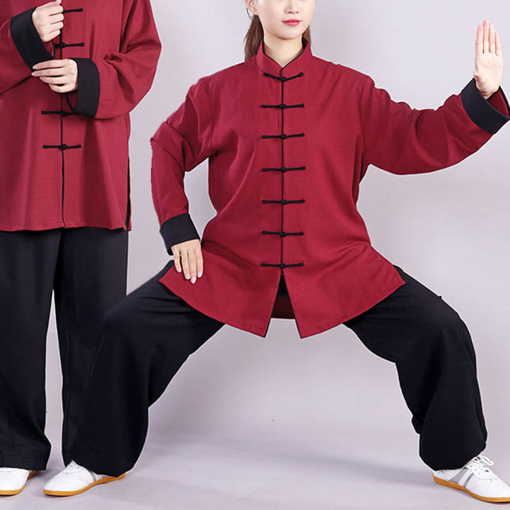 Conjunto de ropa unisex de lino y algodón con diseño de rana y Buddha Stones, para meditación, tai chi, qigong y zen, otoño e invierno, 2 unidades - image 3