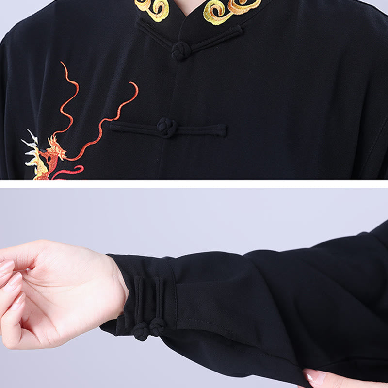 Conjunto de 2 piezas de ropa unisex de algodón con diseño de Buddha Stones y dragón y bordado otoñal para meditación, tai chi, qigong y zen - image 6