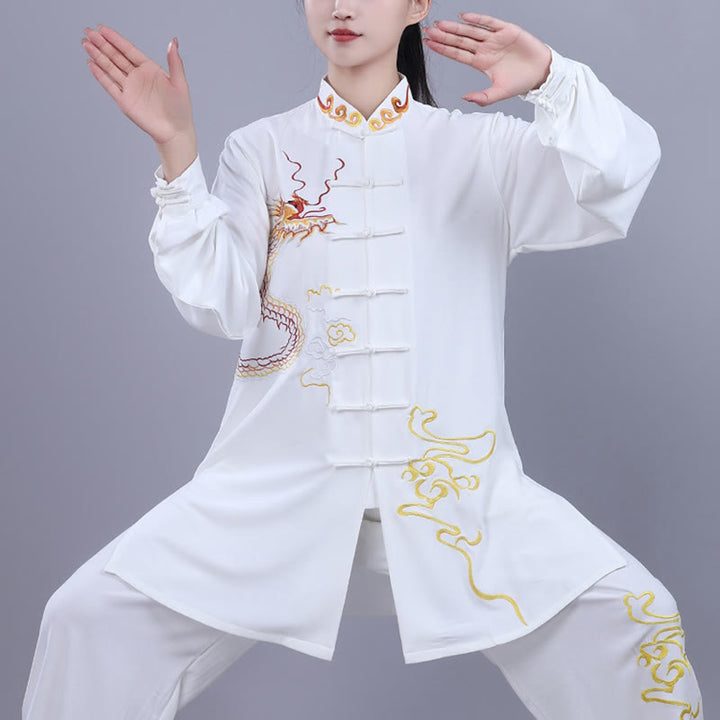 Conjunto de 2 piezas de ropa unisex de algodón con diseño de Buddha Stones y dragón y bordado otoñal para meditación, tai chi, qigong y zen - image 9