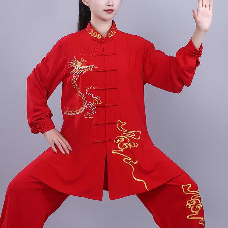 Conjunto de 2 piezas de ropa unisex de algodón con diseño de Buddha Stones y dragón y bordado otoñal para meditación, tai chi, qigong y zen - image 16