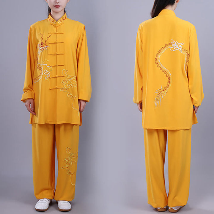 Conjunto de 2 piezas de ropa unisex de algodón con diseño de Buddha Stones y dragón y bordado otoñal para meditación, tai chi, qigong y zen - image 20