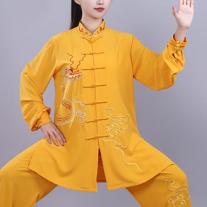 Conjunto de 2 piezas de ropa unisex de algodón con diseño de Buddha Stones y dragón y bordado otoñal para meditación, tai chi, qigong y zen - image 21
