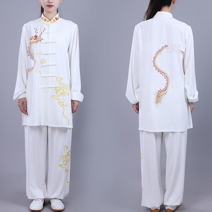 Conjunto de 2 piezas de ropa unisex de algodón con diseño de Buddha Stones y dragón y bordado otoñal para meditación, tai chi, qigong y zen - image 10