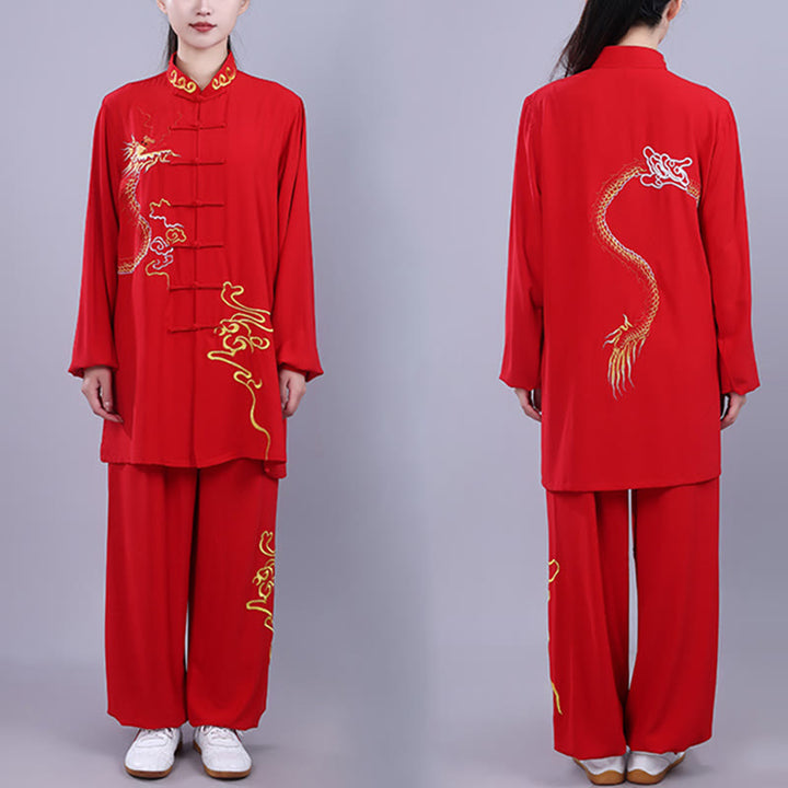 Conjunto de 2 piezas de ropa unisex de algodón con diseño de Buddha Stones y dragón y bordado otoñal para meditación, tai chi, qigong y zen - image 15