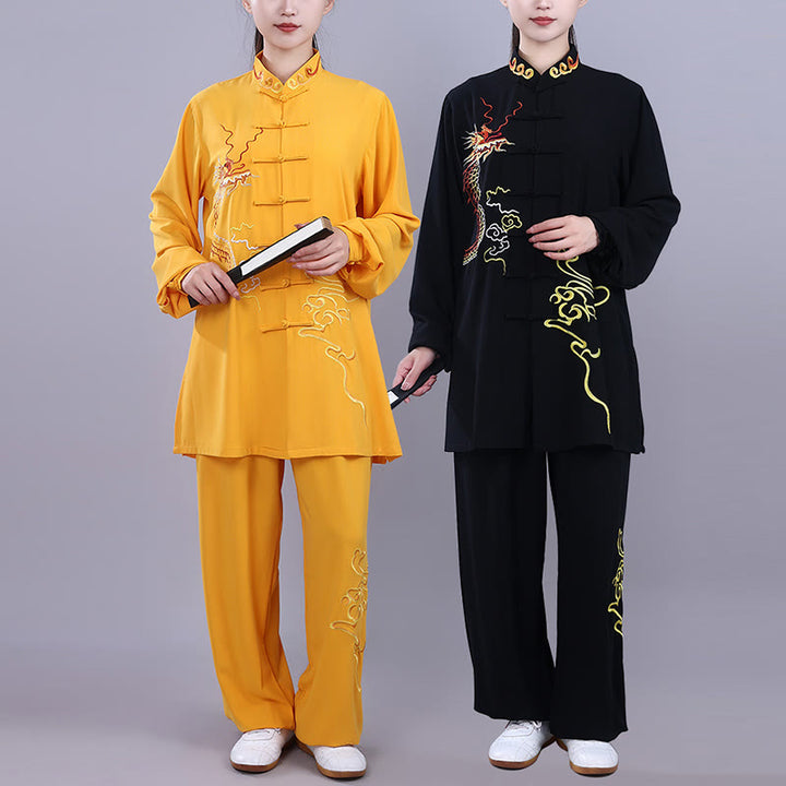 Conjunto de 2 piezas de ropa unisex de algodón con diseño de Buddha Stones y dragón y bordado otoñal para meditación, tai chi, qigong y zen - image 23