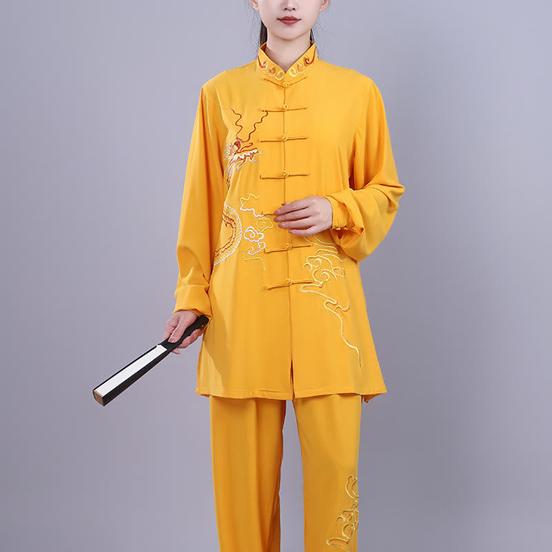 Conjunto de 2 piezas de ropa unisex de algodón con diseño de Buddha Stones y dragón y bordado otoñal para meditación, tai chi, qigong y zen - image 22