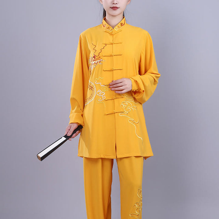 Conjunto de 2 piezas de ropa unisex de algodón con diseño de Buddha Stones y dragón y bordado otoñal para meditación, tai chi, qigong y zen - image 22