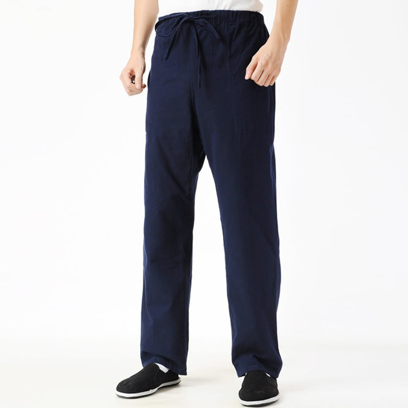 Pantalones con cordón y bolsillos para hombre de color liso con estampado de Buddha Stones - Azul acero - US/UK/AU44, EU54 (4XL) - image 0