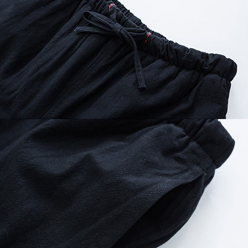 Pantalones de invierno con forro polar de algodón y bolsillos con cordón para hombre de Buddha Stones