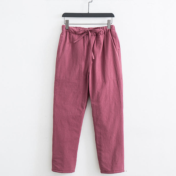 Pantalones de invierno con forro polar de algodón y bolsillos con cordón para hombre de Buddha Stones