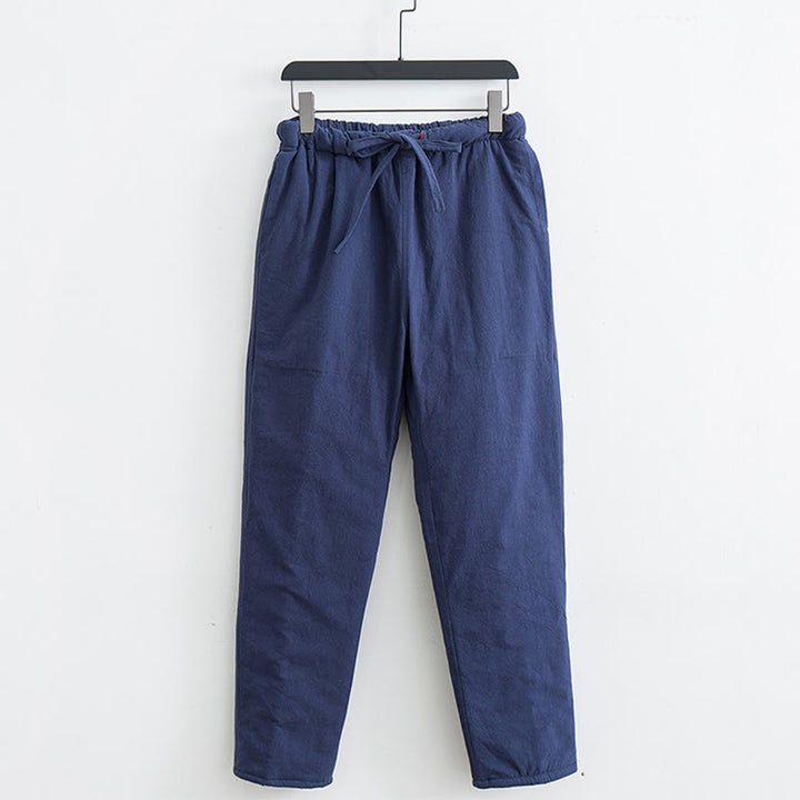 Pantalones de invierno con forro polar de algodón y bolsillos con cordón para hombre de Buddha Stones