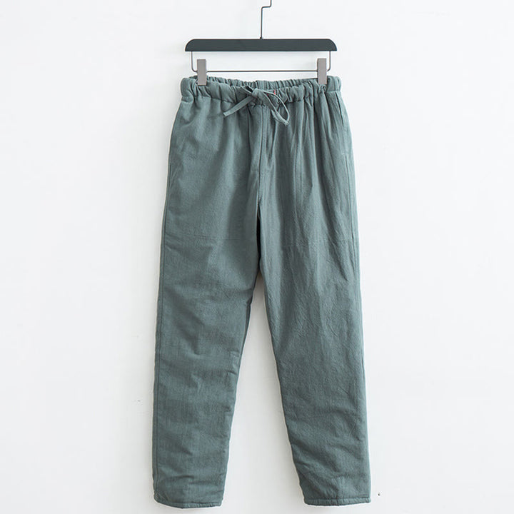 Pantalones de invierno con forro polar de algodón y bolsillos con cordón para hombre de Buddha Stones