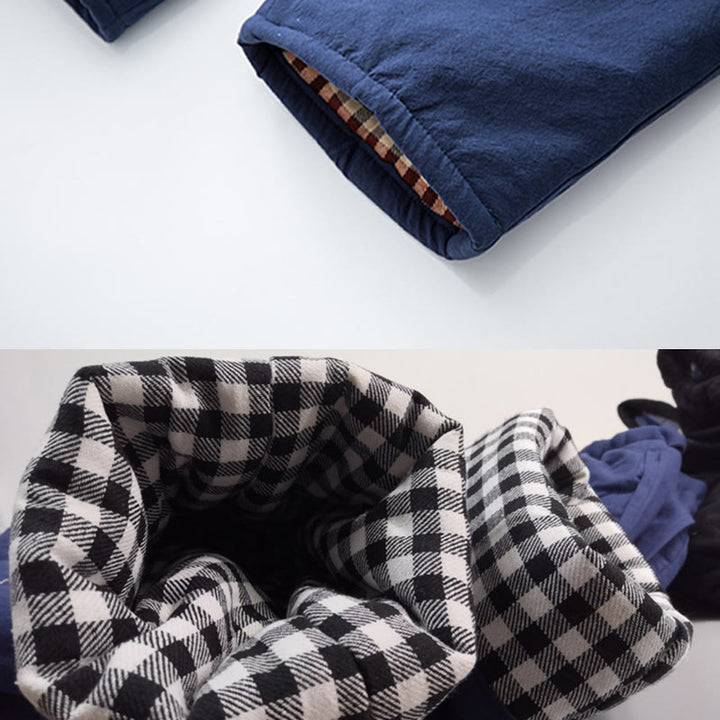 Pantalones de invierno con forro polar de algodón y bolsillos con cordón para hombre de Buddha Stones