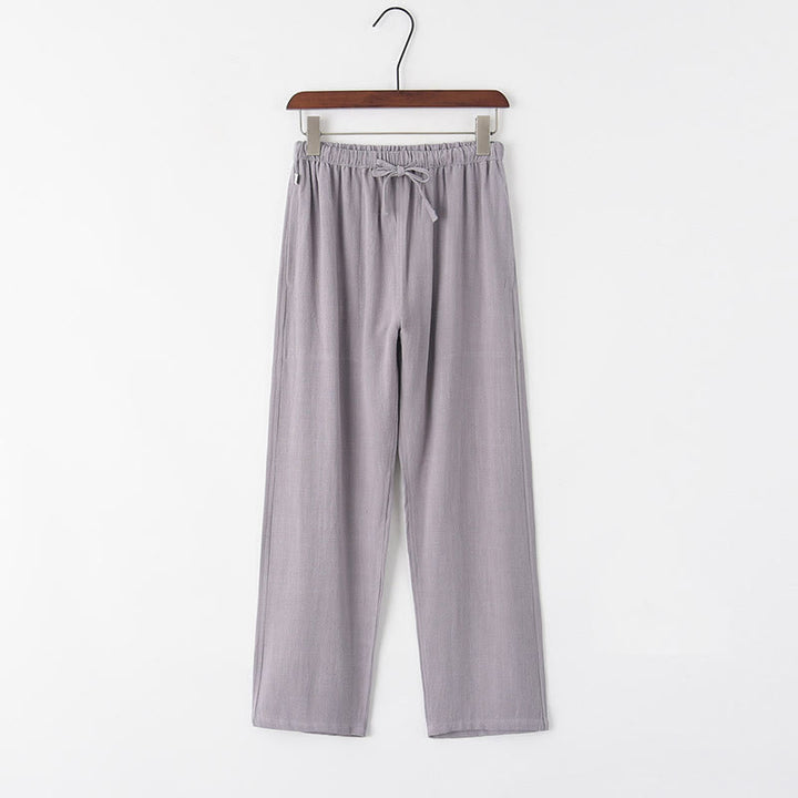 Pantalones de lino con cordón y bolsillos para hombre de color liso con Buddha Stones para primavera y verano - Gris claro - US/UK/AU44, EU54 (4XL) - image 2