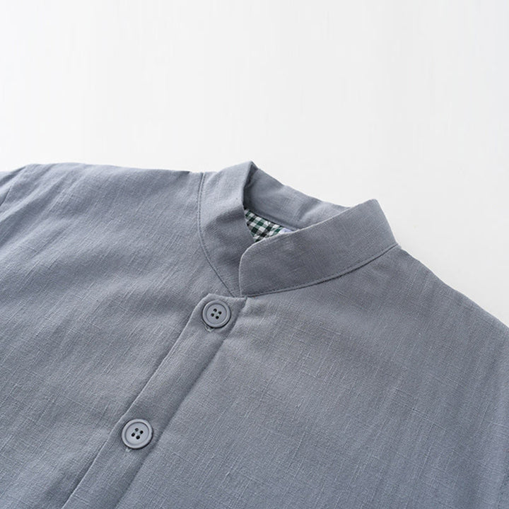 Traje de espiga con botones de rana para hombre de invierno con Buddha Stones, chaqueta y camisa con forro polar de algodón y lino con bolsillos - image 4