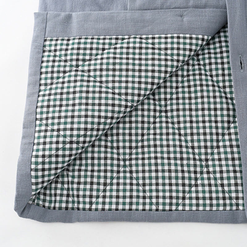 Traje de espiga con botones de rana para hombre de invierno con Buddha Stones, chaqueta y camisa con forro polar de algodón y lino con bolsillos - image 8