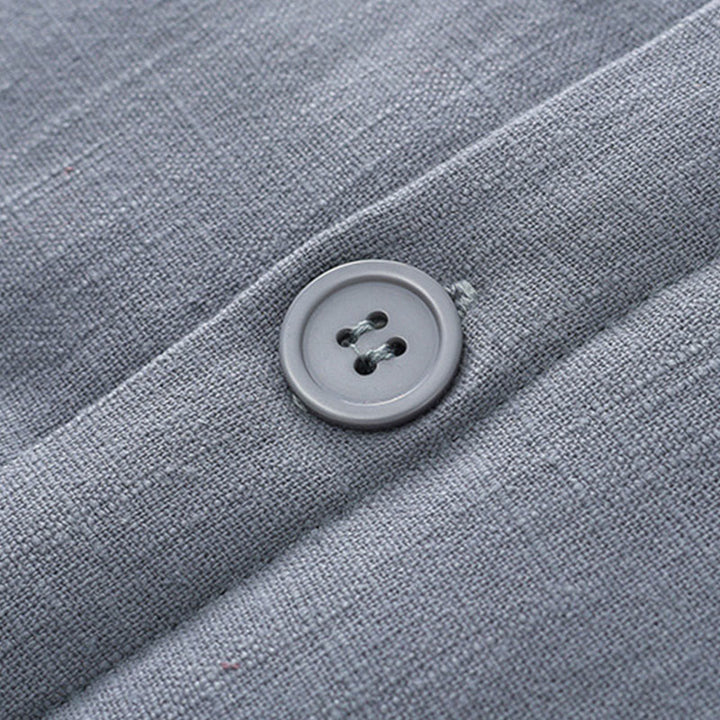 Traje de espiga con botones de rana para hombre de invierno con Buddha Stones, chaqueta y camisa con forro polar de algodón y lino con bolsillos - image 6