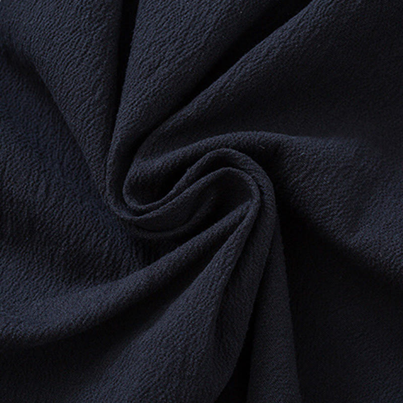 Traje Tang con botones de rana para hombre de Buddha Stones, chaqueta y camisa con bordado de grulla blanca de algodón y bolsillos